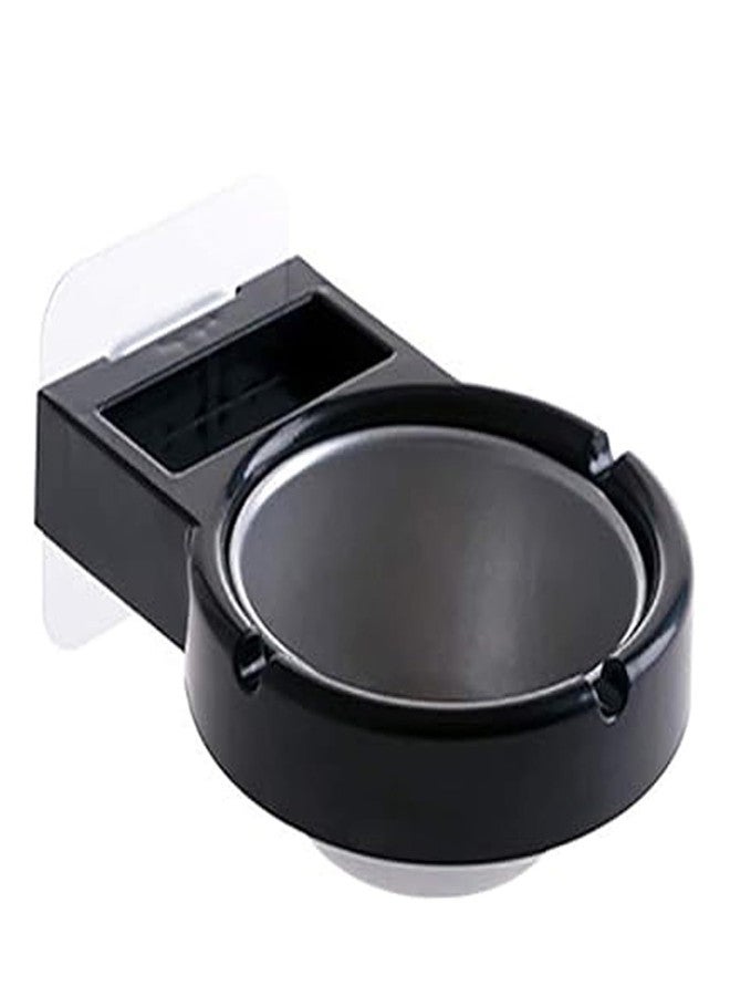 KIPSOME Bathroom Ashtray, Portable Wall Ashtray Organiser Made of ABS + Stainless Steel for Toilets Bathroom Home Office (Black) - Image 1